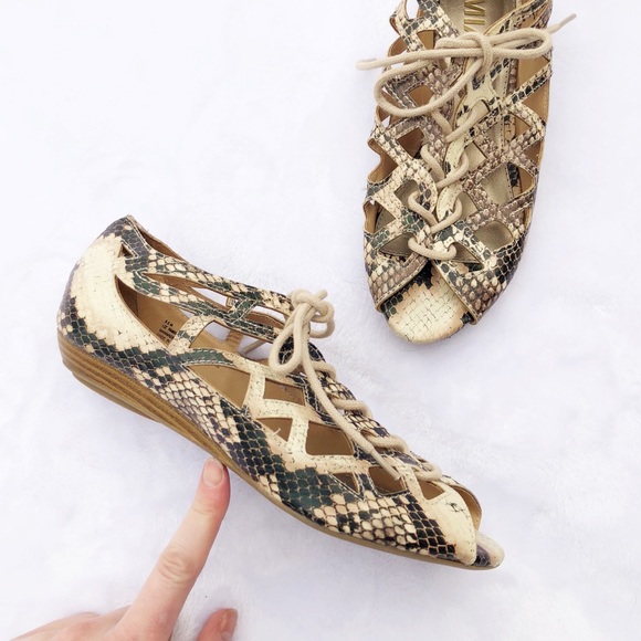 MIA Shoes - MIA Snakeskin Gladiator Sandal Wedges Shoes